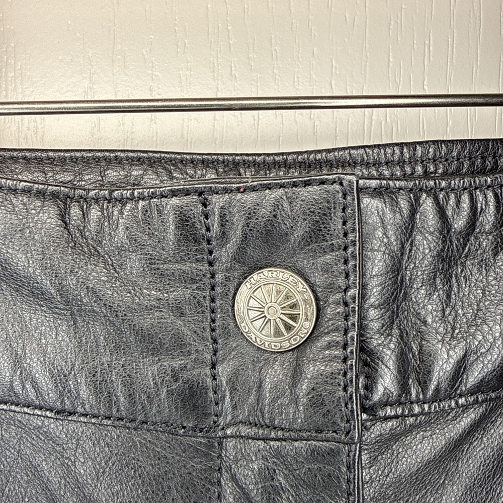 Harley-Davidson Women's Leather Moto Pants Size 10 Black Genuine HD Vintage - Picture 5 of 15
